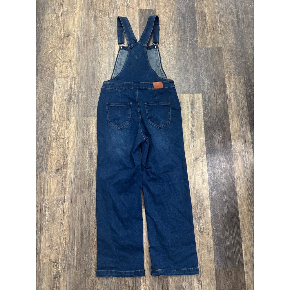 Luvamia Womens Dark Wash Denim Wide Leg Overalls Blue Size Small LC784799-P105 - Picture 6 of 7